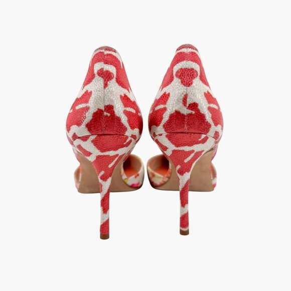 Manolo Blahnik Tayler Orange Floral Fabric D’Orsay Pumps Heels Size 40 US 10 - Picture 6 of 13